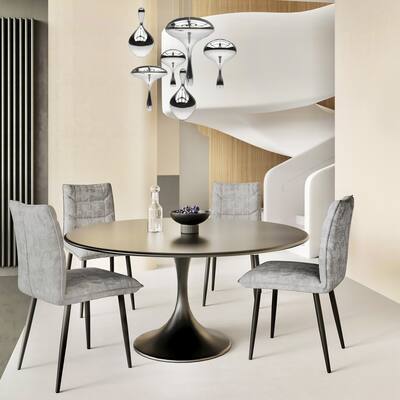 Modern Velvet Dining Chairs 2-Piece Set-Soft Cushioned Seats with Iron Frames in Mustard Light
