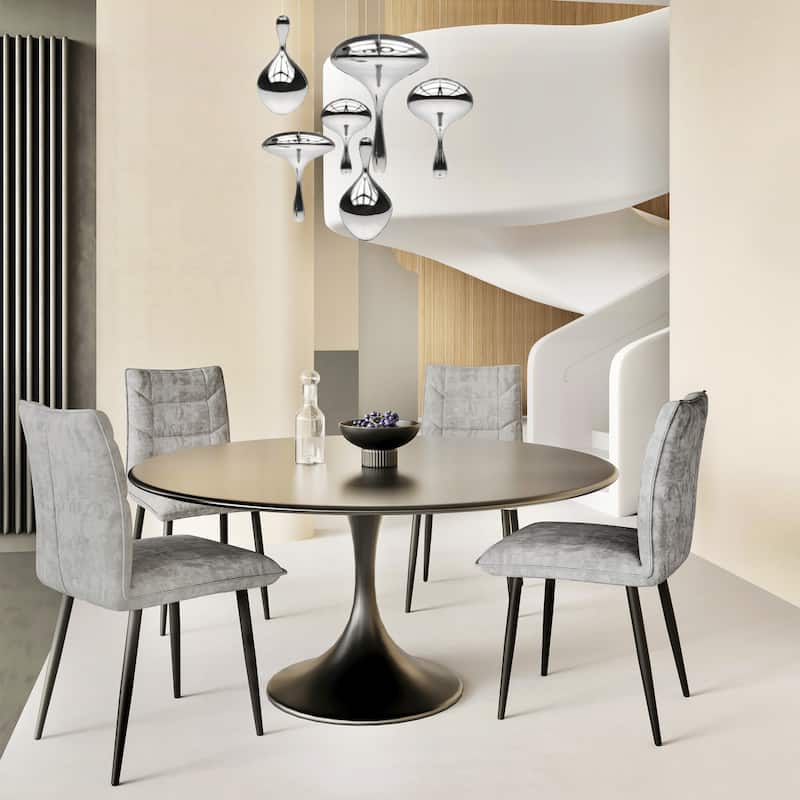 Modern Velvet Dining Chairs 2-Piece Set-Soft Cushioned Seats with Iron Frames - Gray