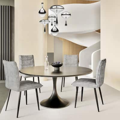Modern Velvet Dining Chairs 2-Piece Set-Soft Cushioned Seats with Iron Frames