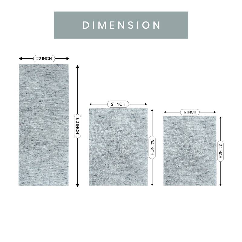 Home Weavers Cloud Comfort 100% Microfiber Bath Rug Set, Water Absorbent Soft Microfiber Shaggy Mat Machine Washable - 3Pc Set