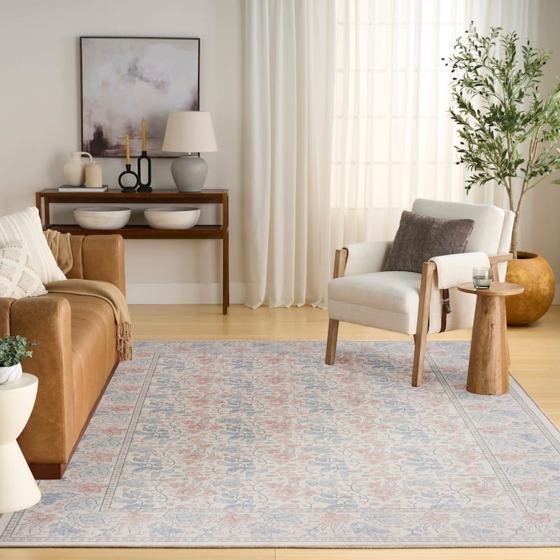 Nourison Botanical Washables Indoor only Textured Floral Area Rug