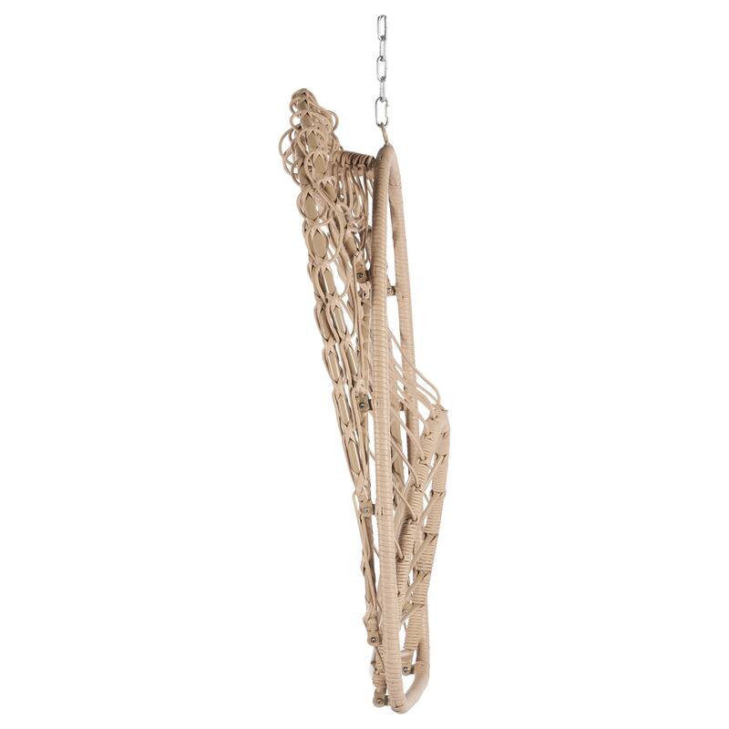 Rattan Egg Hanging Chair with UV-Resistant PE Wicker with Wood Frame and Waterproof Cushion