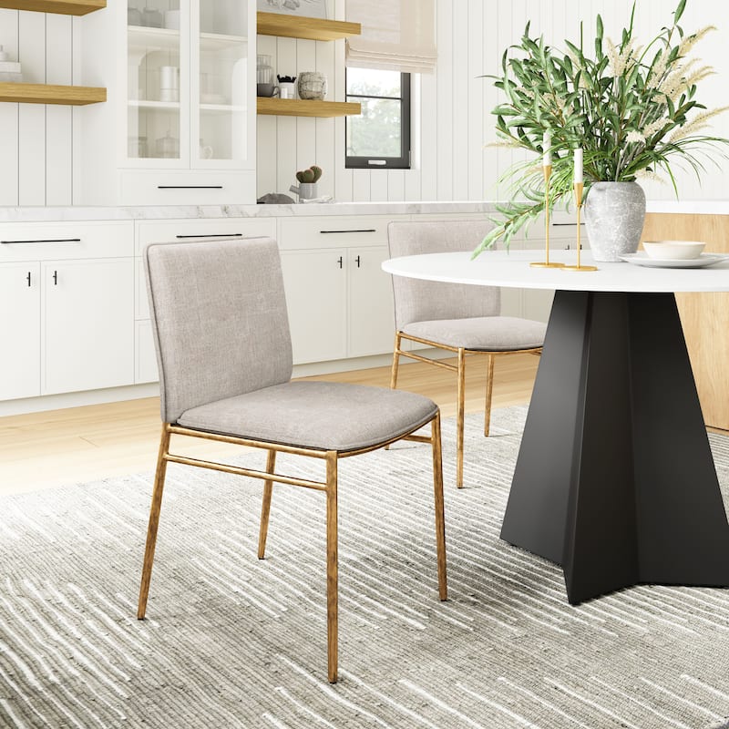 Nordvest Dining Chair Beige & Gold - Beige/Gold