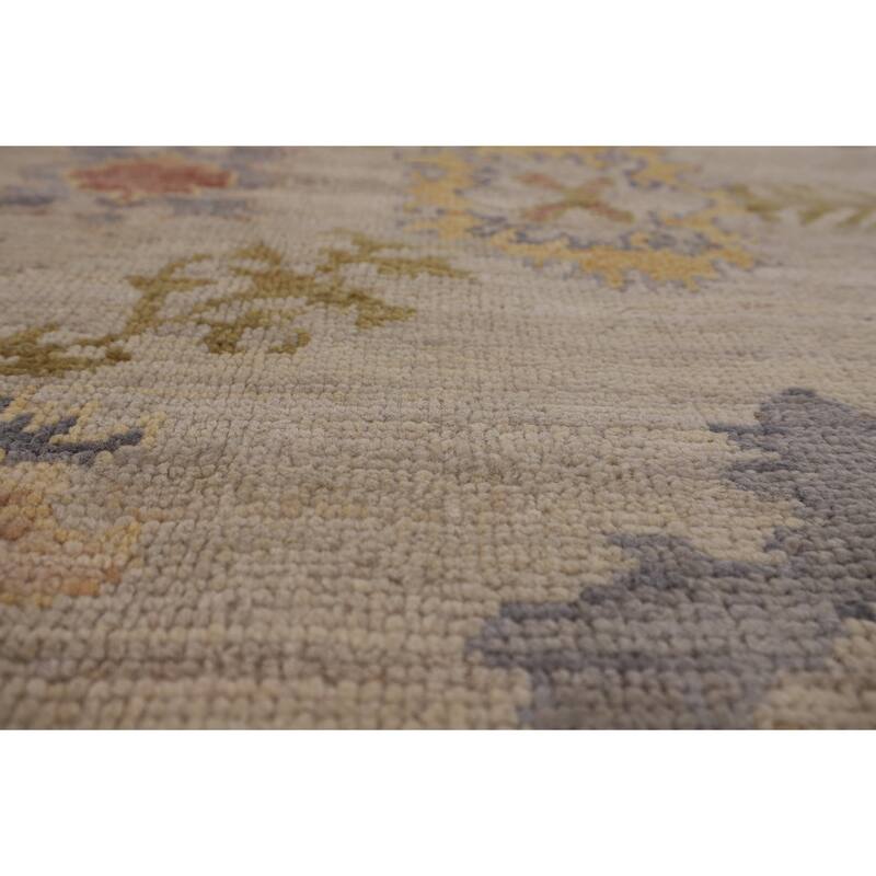 Oushak Turkish Vegetable Dye Area Rug Handmade Beige Wool Carpet - 6'2"x 8'10"