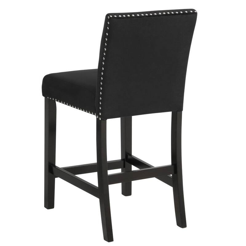 40 Inch Set of 2 Wooden Counter Height Chair with Velvet Seat and Nail-Head Trim Details - 18.75” L x 22.25” W x 39.5” H