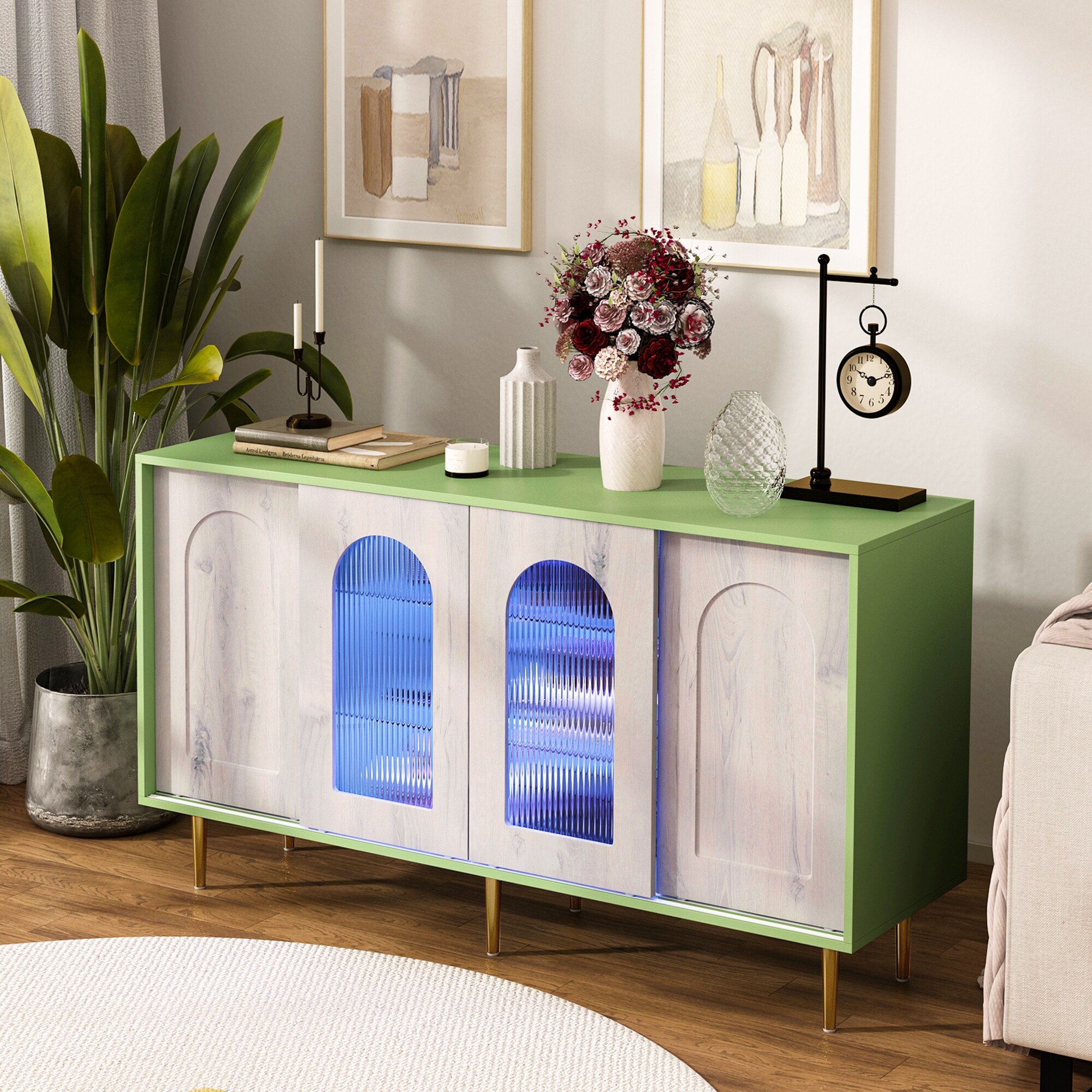 Dresser Cabinet with Changhong Glass Door & Bluetooth Lamp, Green - Bed Bath & Beyond - 41957904 Dresser Cabinet with Changhong Glass Door & Bluetooth Lamp, Green - Bed Bath & Beyond - 41957904