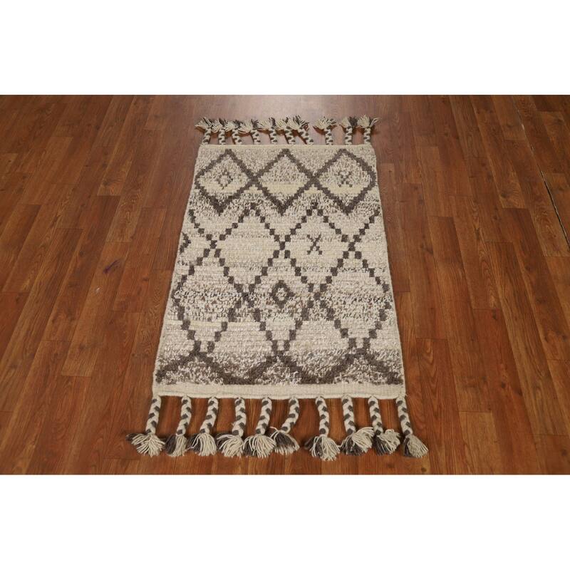 Moroccan Oriental Foyer Rug Hand-Knotted Accent Wool Carpet - 2'0"x 3'0"