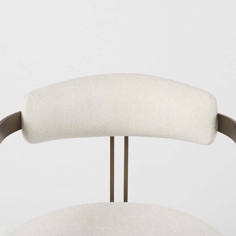 Modern White Upholstered Dining Armchair Chair with Golden Iron Legs and Open Back for Living Room - 30" H x 21" W x 20" D