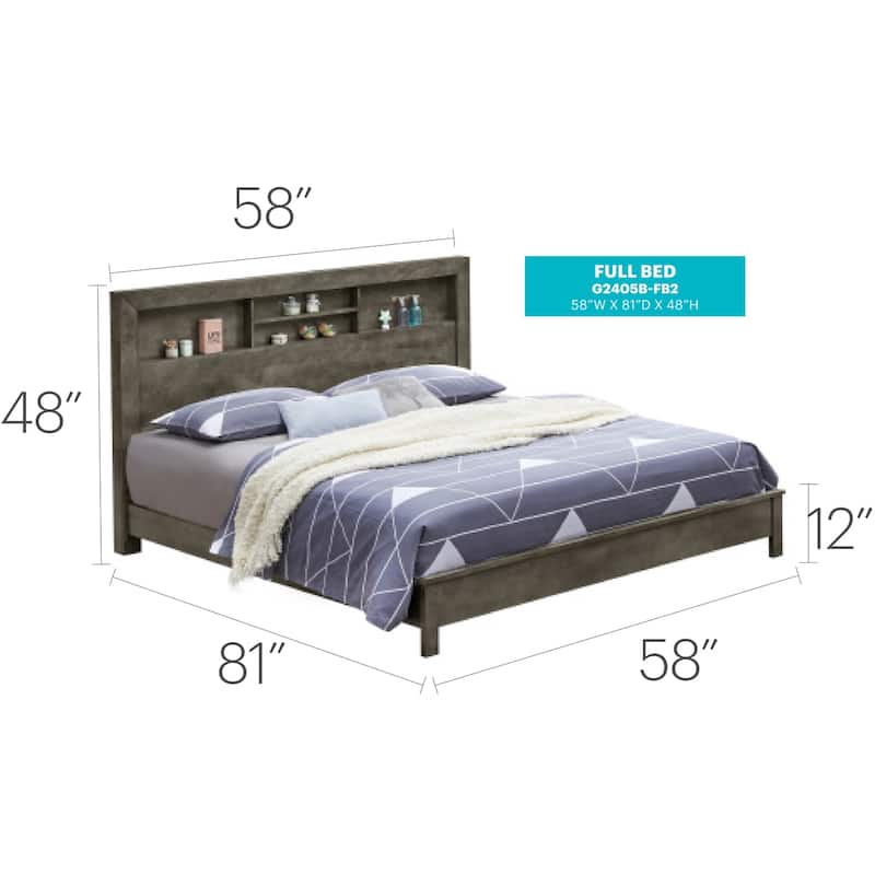 Gray Full Bed with Transitional Style, Sleek Finish and Spacious Frame for Comfortable Bedrooms or Organized Guest Rooms