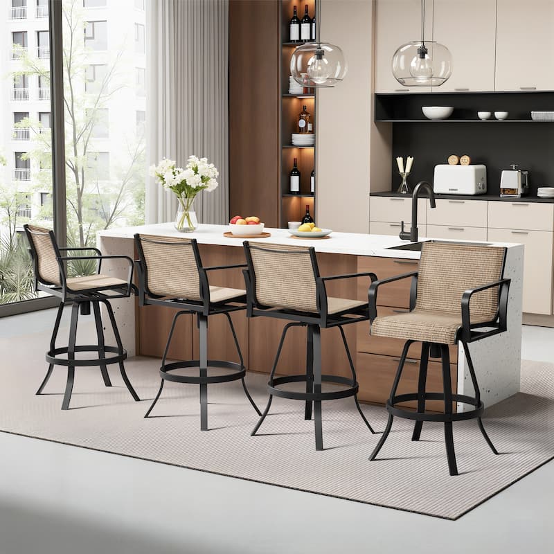 Pellebant Outdoor Aluminum Swivel Barstool Patio Bar Stools with Sunbrella Fabric - 18.31"Lx18.31"Wx43.31"H