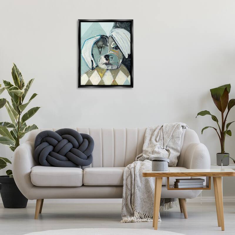 Stupell Abstract Dog Face Portrait Framed Floater Canvas Wall Art Design By Stacy Milrany