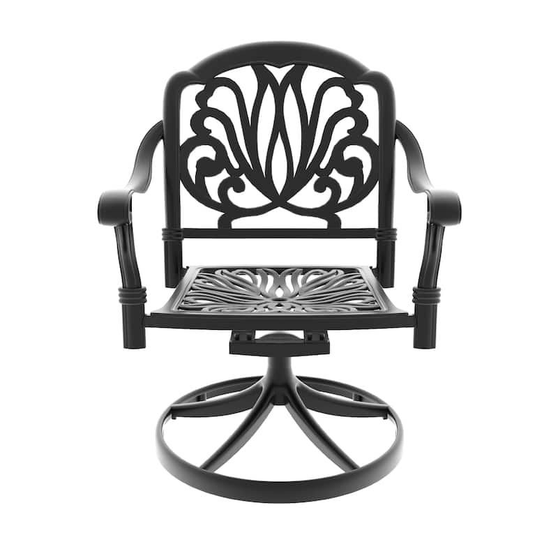 3 Pcs Outdoor Patio Dining Set, All-Weather Cast Aluminum Patio Table Set with 2 Swivel Chairs, Round Table with Umbrella Hole