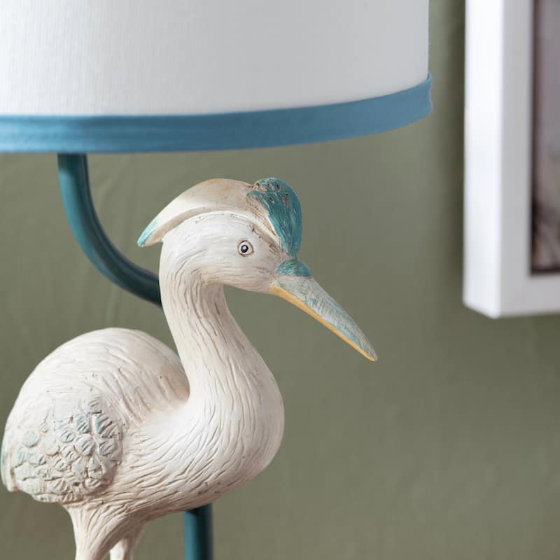 22"H Navy Blue And White Coastal Bird Table Lamp - 11" x 11" x 22"
