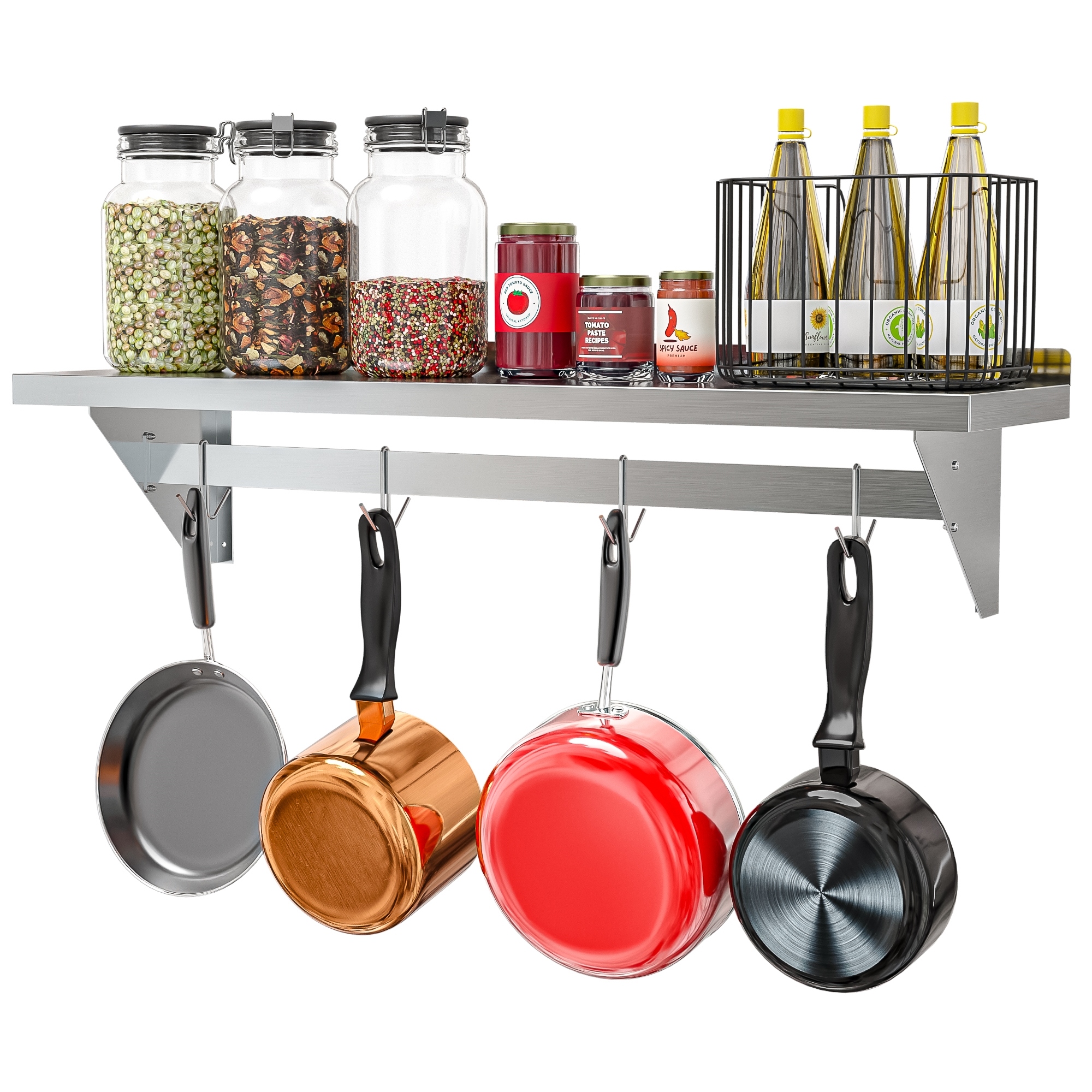 Stainless steel on sale pot rack shelf