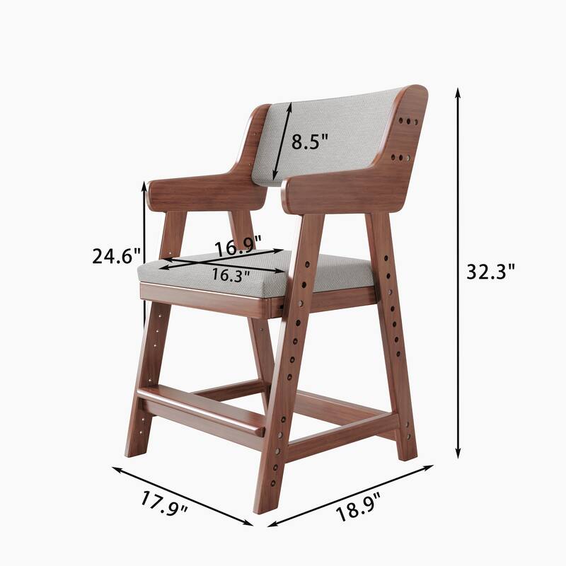 Kid's Chair, Lift Adjustable Backrest Chair, Children's Sitting Posture Correction Solid Wood Writing Study Chair