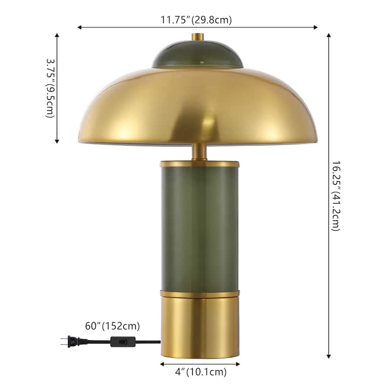 SAFAVIEH Drea 16-inch Mushroom Glass & Metal Table Lamp (LED Bulb Included) - 12"W x 12"D x 16"H