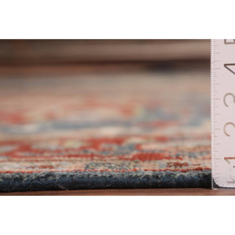 Blue & Orange Heriz Serapi Indian Area Rug Hand-Knotted Wool Carpet - 7'11"x 9'10"