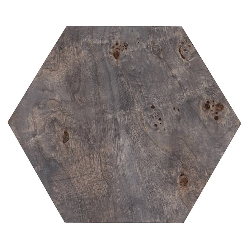 Hexagon Wooden Side Table - 18.75" - Charcoal Gray