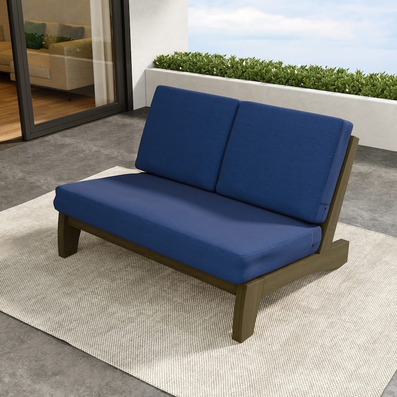 Outdoor Furniture Teak Wood Armless Loveseat Sofa With Cushion