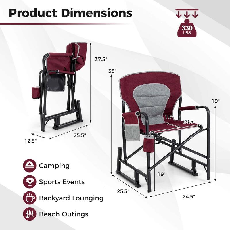 Goplus Outdoor Rocker Camping Chair for Adults with Dual Springs - See Details