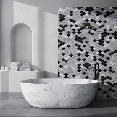 Apollo tile 12 x 12 Stellare Honed Terrazzo, Black Limestone Marble Tile (5 sq ft/case) - 5 Pack