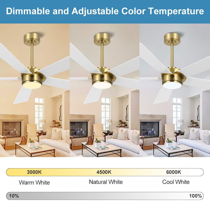 MLiAN 54 In. 5 Blades Indoor LED Ceiling Fan with Remote Control - 54"