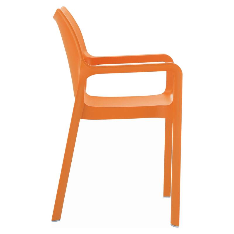 33" Orange Outdoor Patio Solid Dining Arm Chair