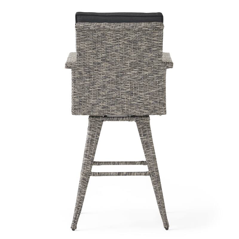 Puerta Outdoor Wicker Swivel Barstool with Cushions (Set of 4) by Christopher Knight Home