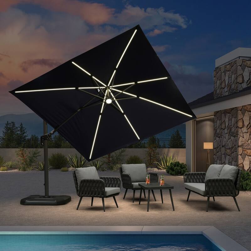 PURPLE LEAF 10 ft Square 360 Degree Rotation Patio Cantilever Umbrella