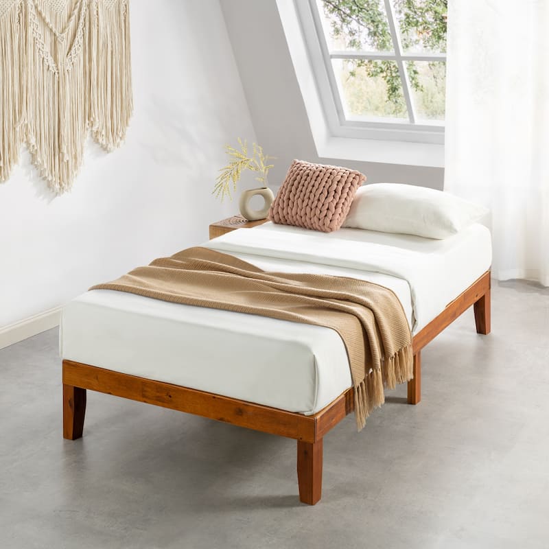 12" Classic Solid Wood Platform Bed Frame - Cherry - Twin
