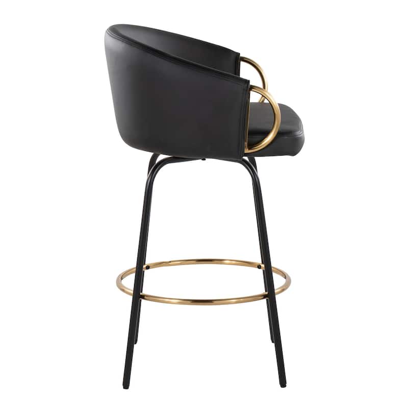 Silver Orchid Battista 26" Fixed-Height Counter Stool with Black Metal Legs & Gold Footrest (Set of 2)