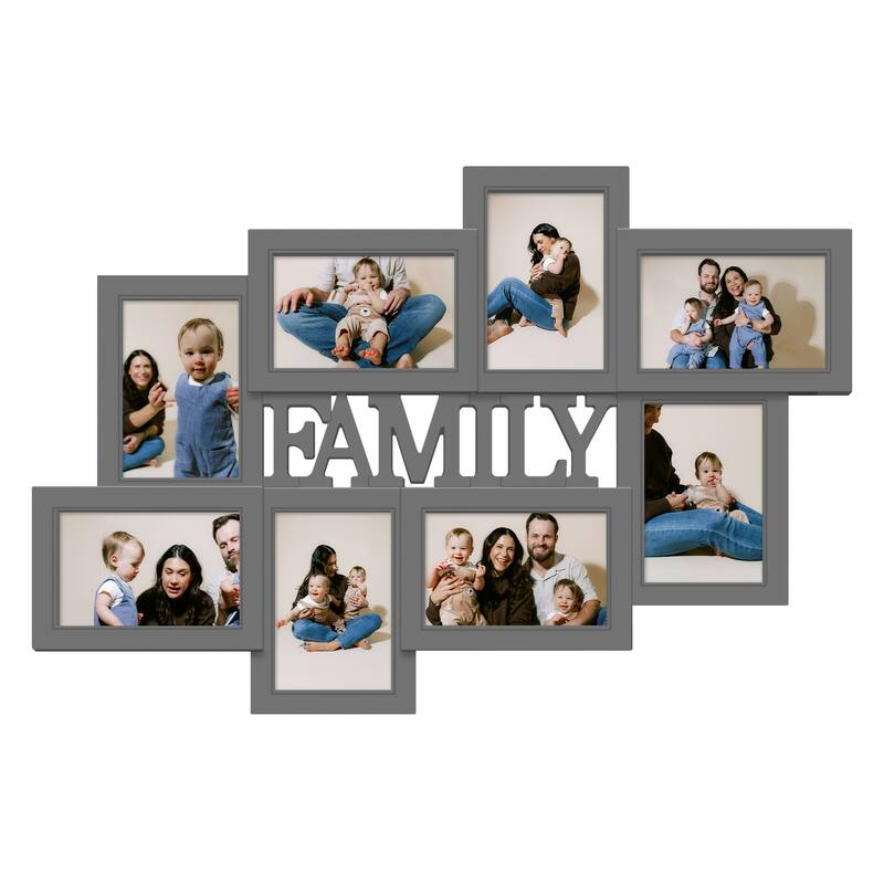 Holaura Family 8 Opening Family Picture Frames Collage Wall Decor for 4x6 Pictures Blacke