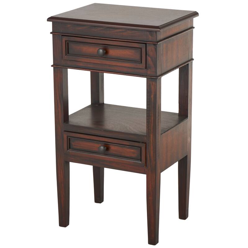 Wood 2 Drawers and 1 Shelf Accent Table - Brown, Light Brown or White - Roche River Decor - Brown