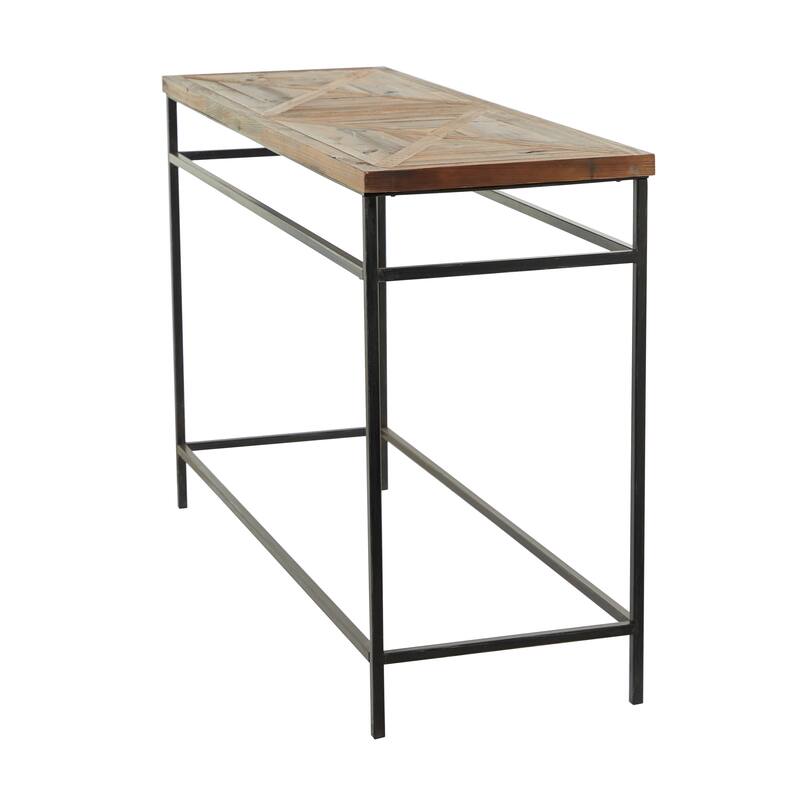 Black Metal Console Table with Brown Wood Top - 48 x 16 x 30