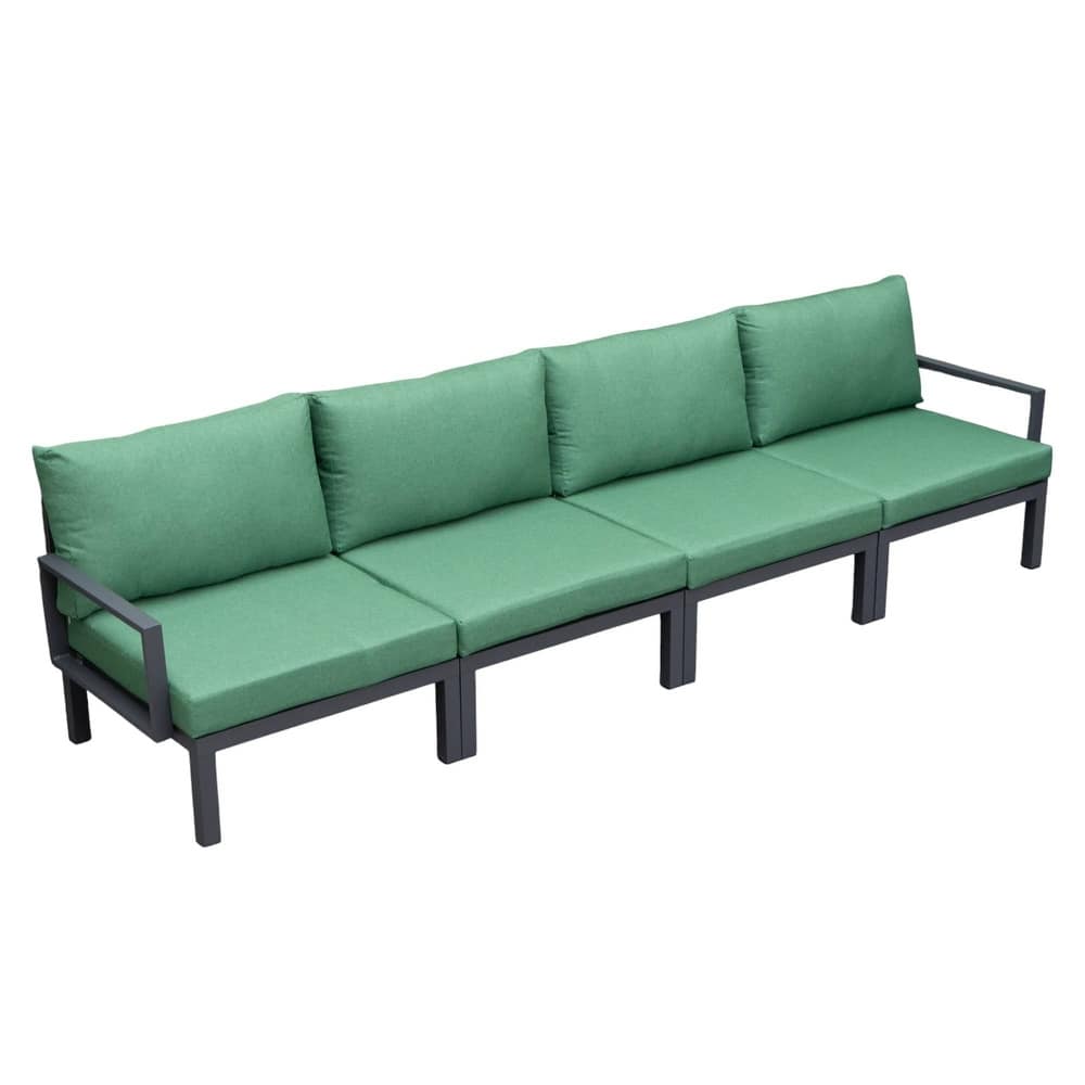 Hamilton Polyester Upholstered 4-Piece Modern Patio Chair Sofa in Aluminum Frame for Indoor Outdoor Porch Garden Backyard Pool