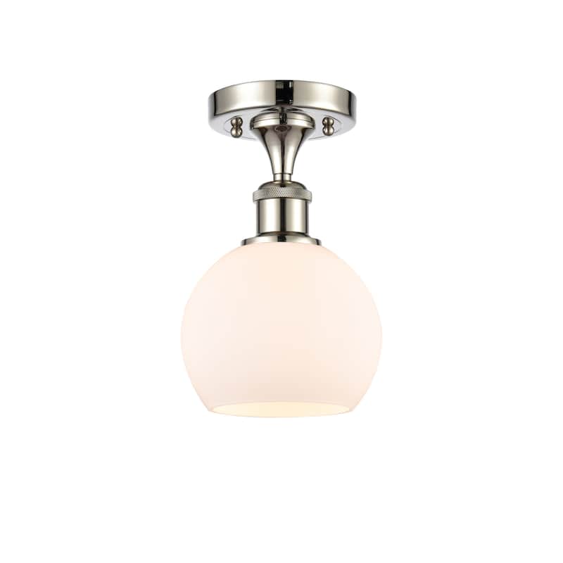 Innovations Lighting 516-1C-10-6 Athens Semi-Flush Athens Deco Swirl - Polished Nickel / Matte White