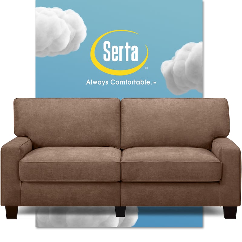 Serta Palisades Upholstered 73" Sofas for Living Room Modern Design Couch, Straight Arms, Soft Upholstery, Tool-Free Assembly - Tan