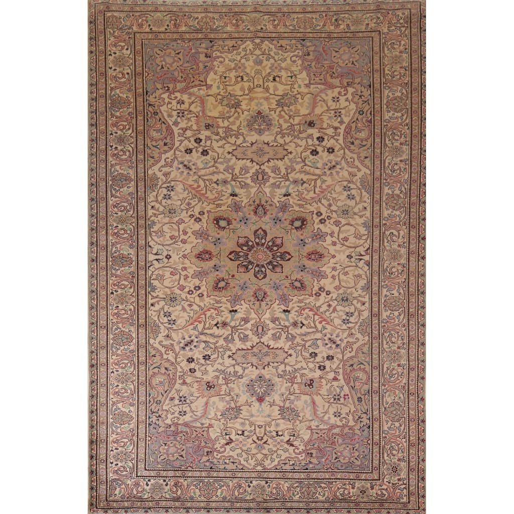 Floral Anatolian Vintage Area Rug Handmade Wool Carpet - 7'10" X 11'1"
