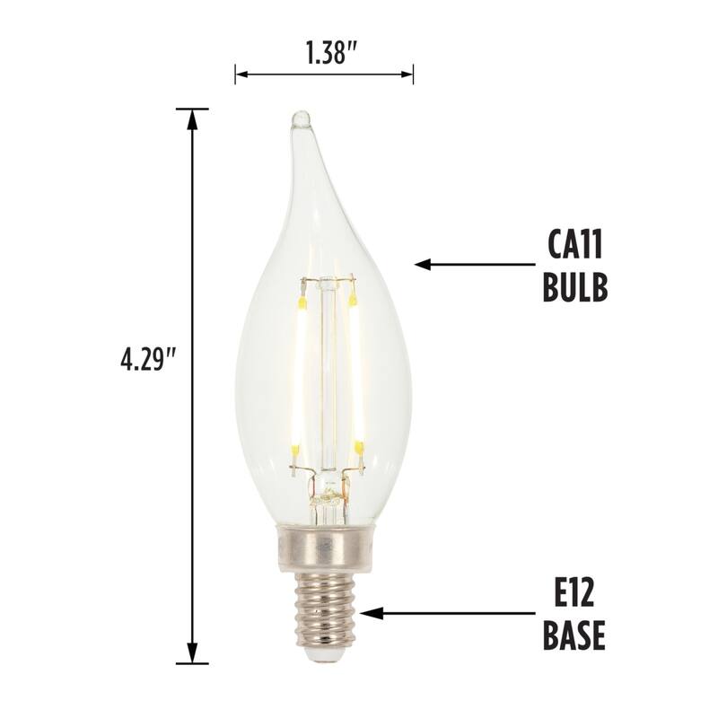 Westinghouse Lighting 3.3 Watt (40 Watt Equivalent) Clear CA11 Dimmable ...