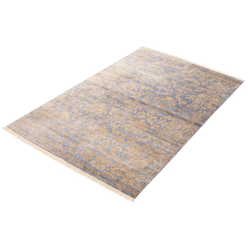 ECARPETGALLERY Hand-knotted Heritage Charcoal Silk Rug - 5'3 x 7'8