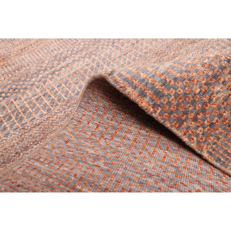 ECARPETGALLERY Hand-knotted Finest Silk Shadow Copper Silk, Wool Rug - 2'7 x 12'2