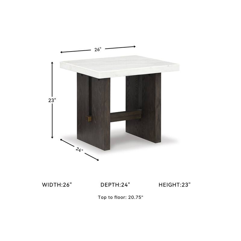 Signature Design by Ashley Burkhaus White / Dark Brown Rectangular End Table - 26"W x 24"D x 23"H