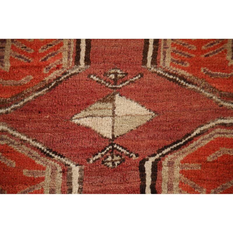 Vegetable Dye Orange Ardebil Persian Runner Rug Handmade Wool Carpet - 4'2"x 10'8"