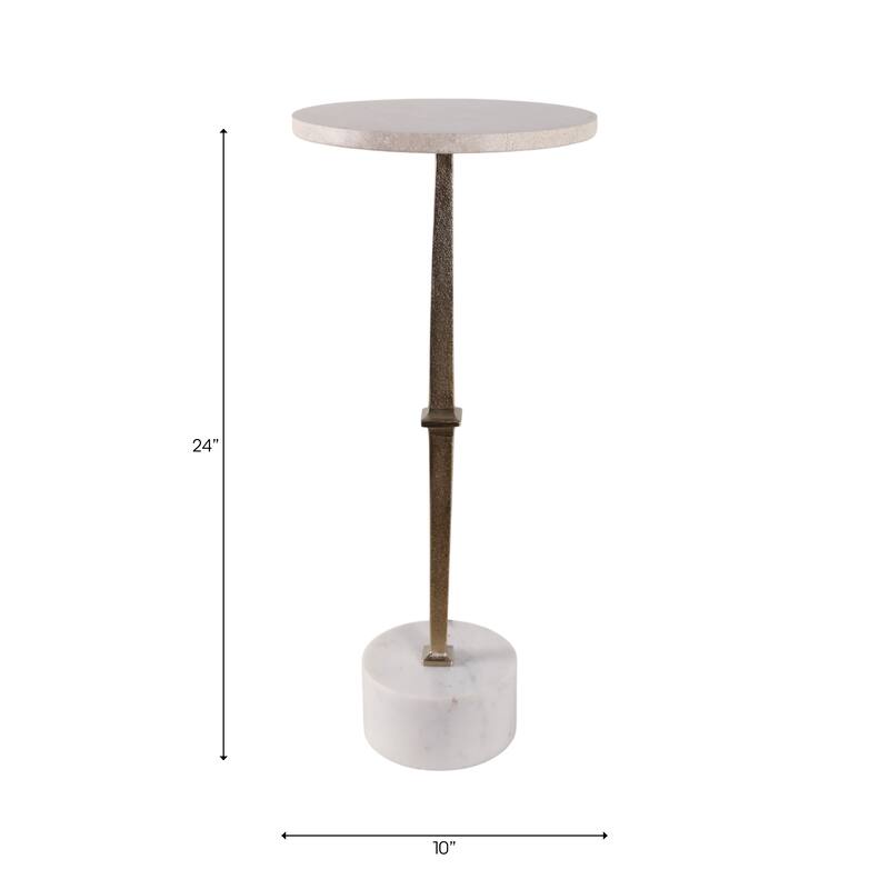 Metal Side Table Modern Slim Base Round Top Cocktail Accent - 24" Gold - 24.0"