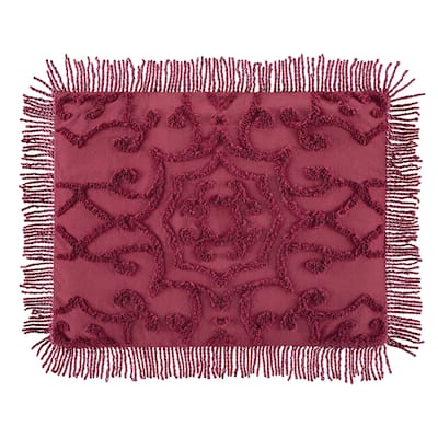 Patchwork Style Textured Chenille Fringe Border Pillow Sham