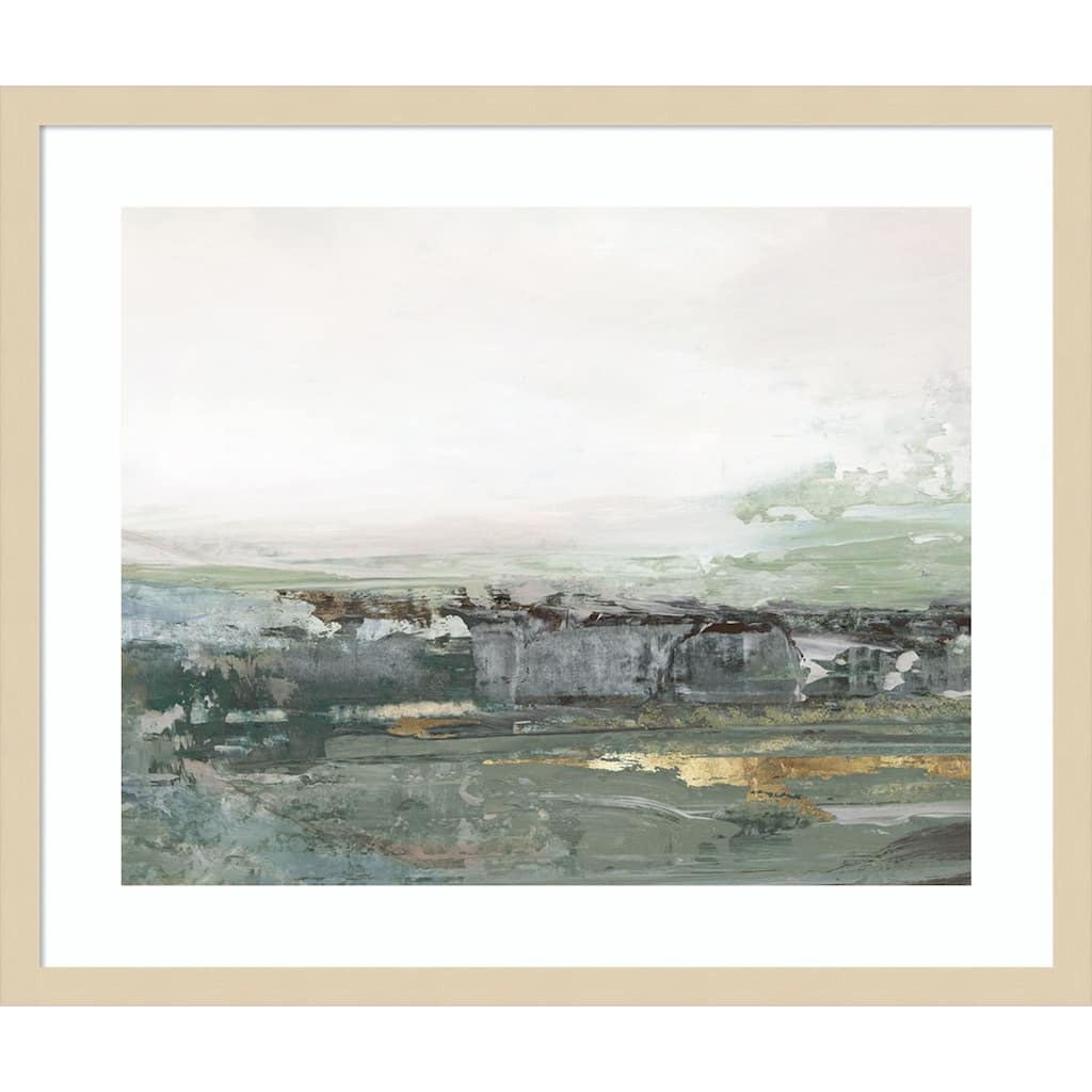 Misty Horizon Over Weathered Landscape by Hannah Dawson Wood Framed Wall Art Print - Svelte Natural