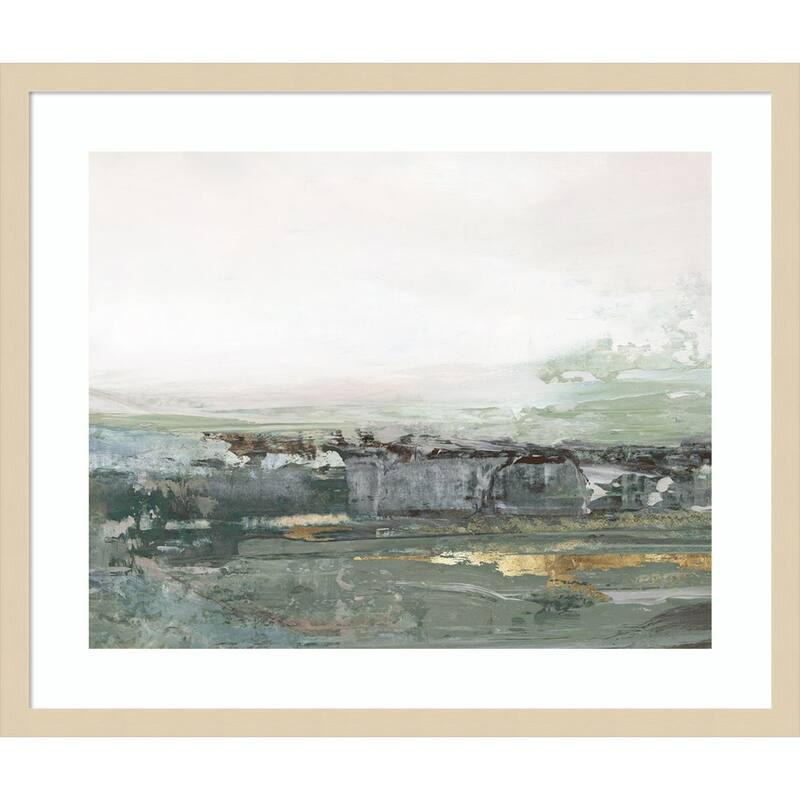Misty Horizon Over Weathered Landscape by Hannah Dawson Wood Framed Wall Art Print - Svelte Natural