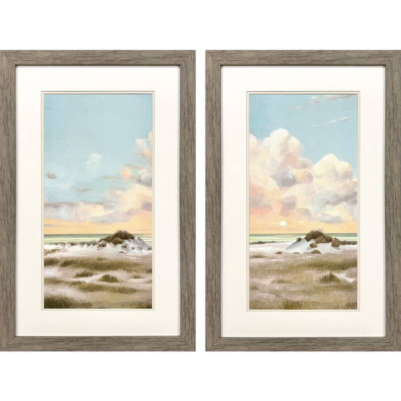 HomeRoots Set Of Two Land and Sea Brown Framed Wall Art