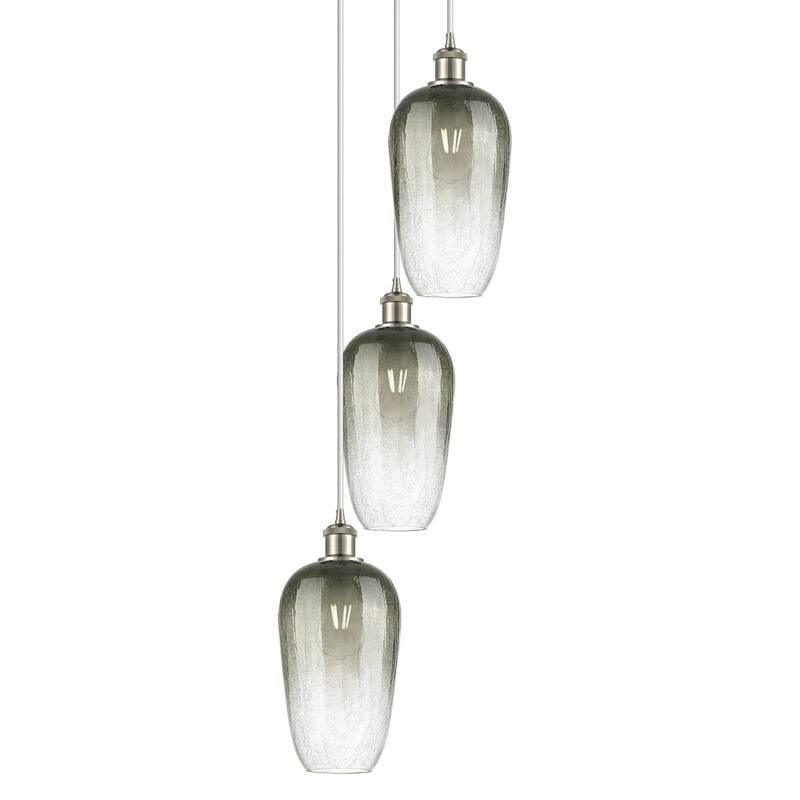 Innovations Lighting 113B-3P-46-14 Brookhaven Flute Pendant Brookhaven - Brushed Satin Nickel / Slate