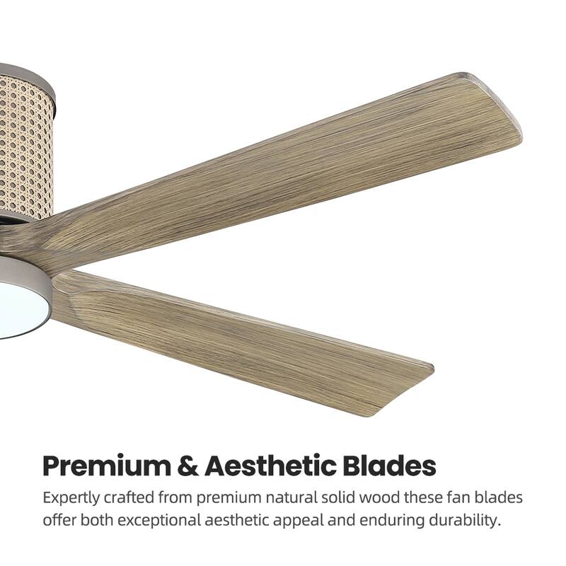 MLiAN 5 Solid Wood Blades Ceiling Fan with Lights Remote Control 6-Speed DC - 54''